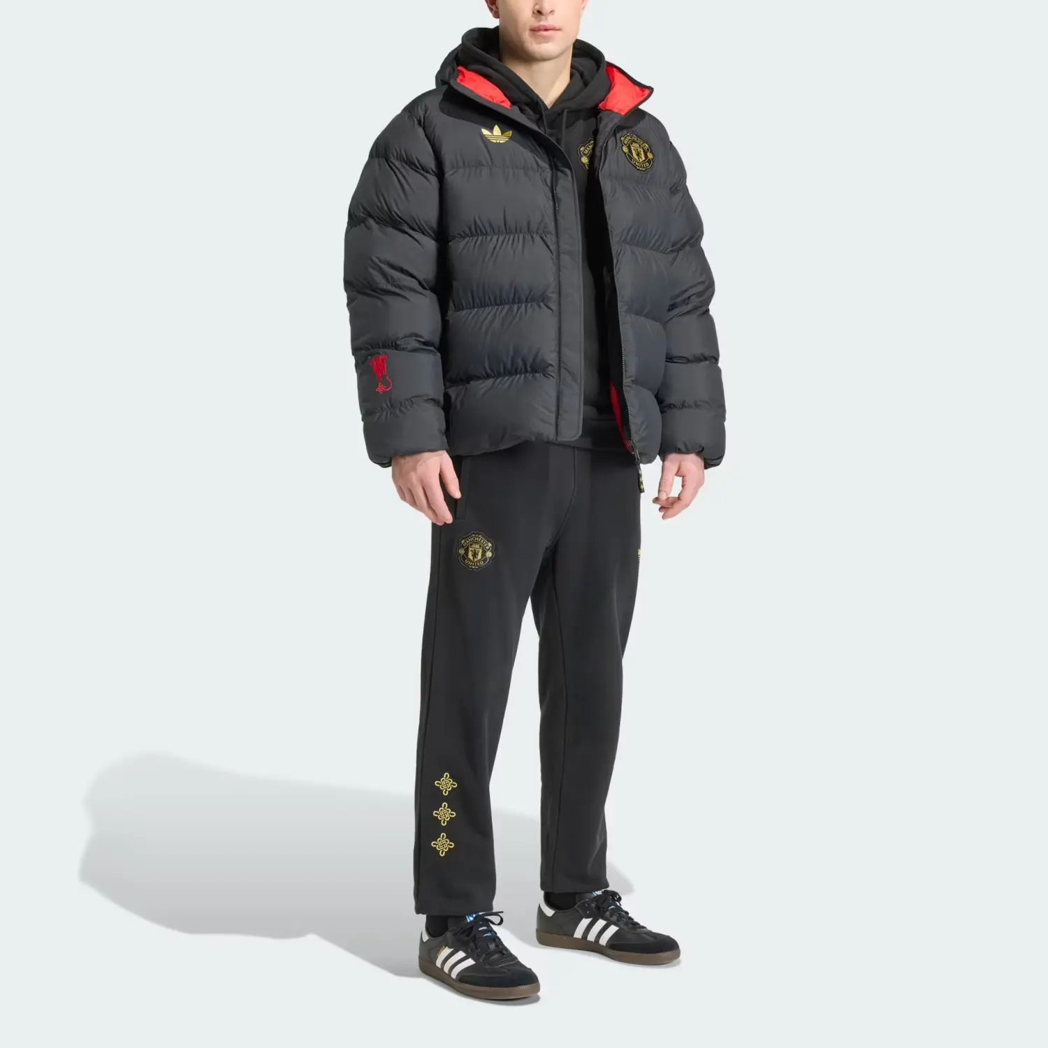 Куртка Manchester United CULTURAL STORY PADDED JACKET Puffer для мужчин Adidas Originals, черный — фото 4