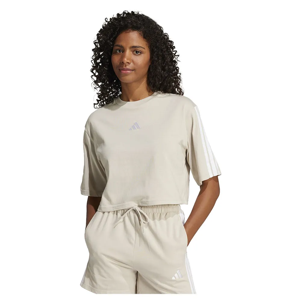 

Футболка adidas Essentials 3 Stripes Cotton Loose, бежевый