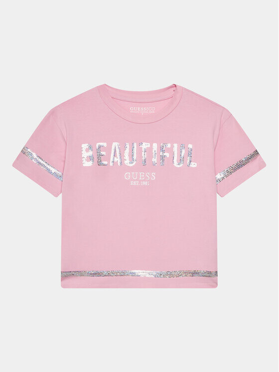

Футболка стандартного кроя Guess, розовый