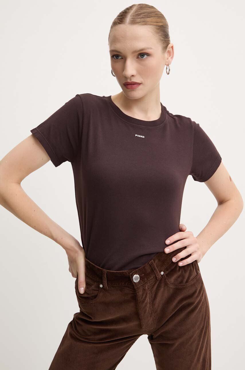

Хлопковая футболка Pinko, коричневый