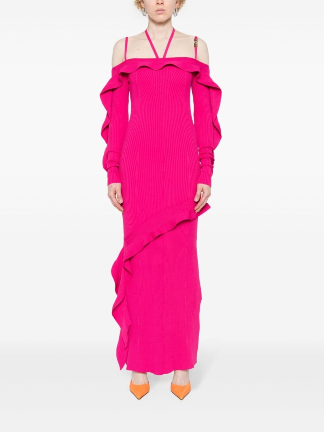 Versace Jeans Couture платье в рубчик с длинными рукавами, розовый — фото 2