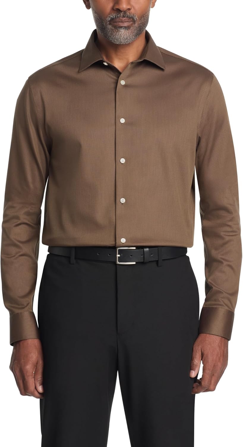 

Мужская рубашка Calvin Klein, классического кроя, не глажущаяся, однотонная, New Tan