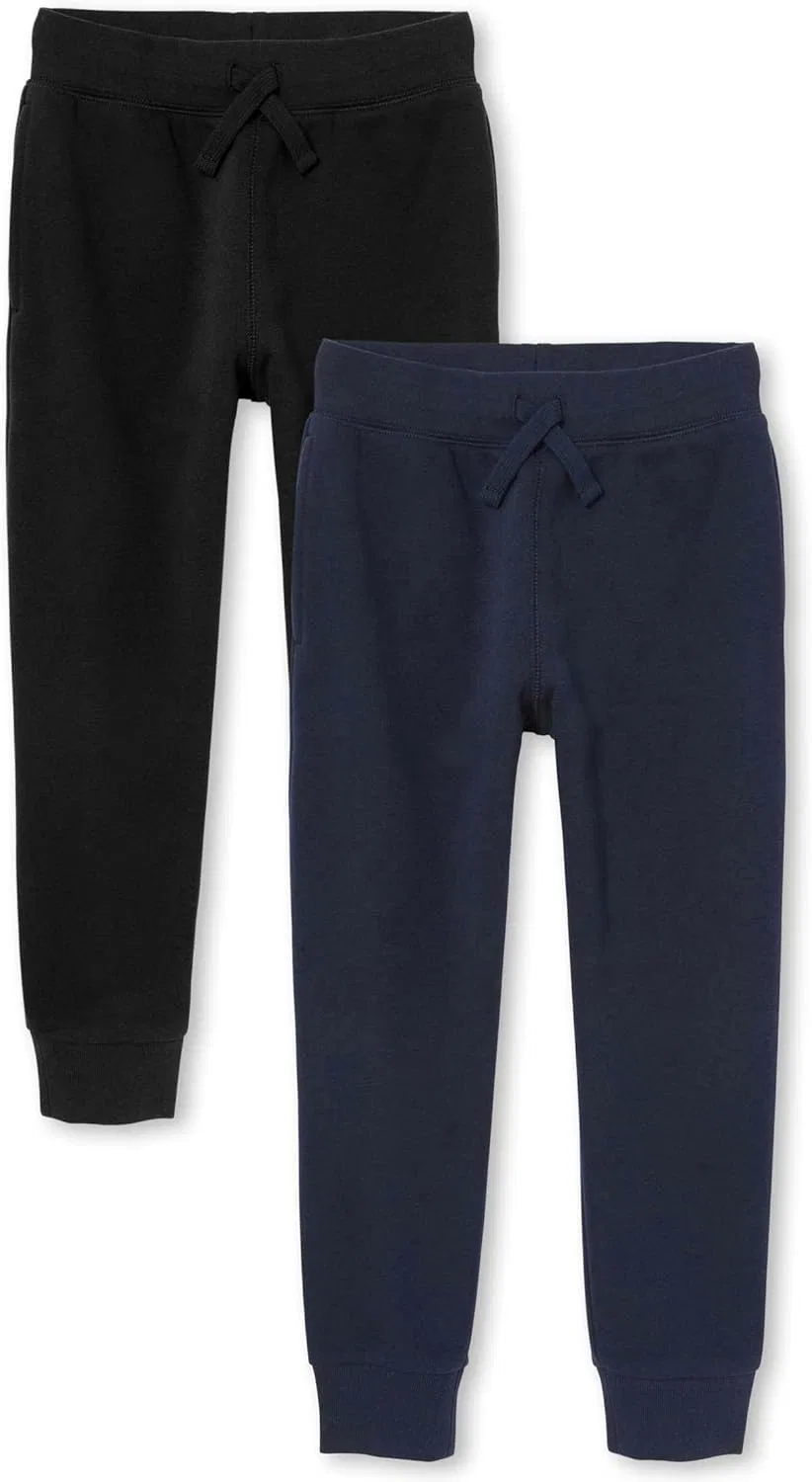 Спортивные флисовые спортивные штаны для мальчиков от The Children's Place, Black/New Navy 2-Pack
