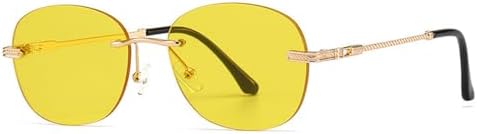 

Солнцезащитные очки без оправы, круглые, для женщин, ретро, ​​маленькая металлическая оправа, для путешествий, уличной фотосессии, с защитой от УФ-излучения UV400. 2027 год MTZJH, 4