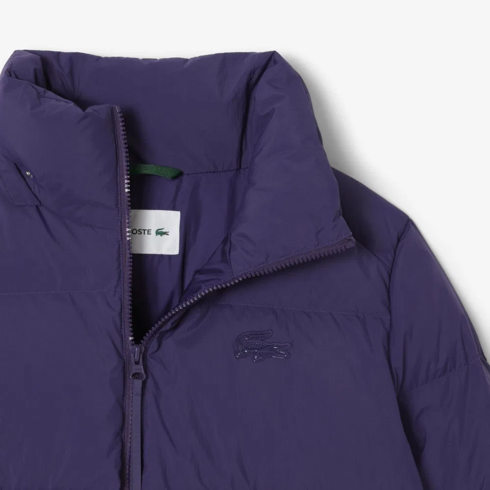 Куртка Lacoste пуховая короткая с капюшоном, фиолетовая — фото 3