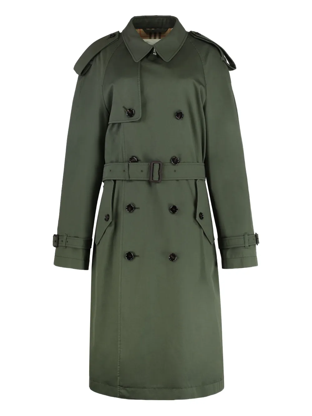 

Двубортный тренчкот с поясом BURBERRY, зеленый