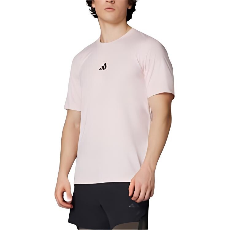 Футболка мужская песочно-розовая / черная Adidas, черный — фото 2