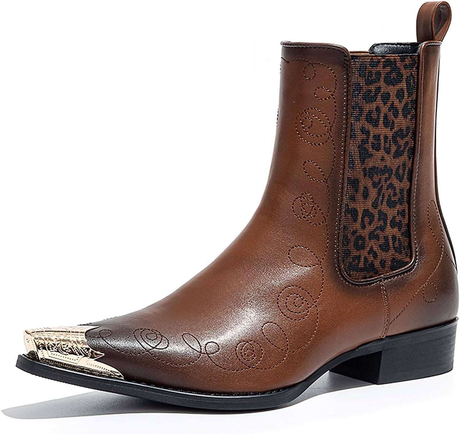 

Мужские ботинки челси с цветочным жаккардовым узором и серебристым носком, без шнурков, идеально подходят для сцены, вечеринок, модных показов, повседневной носки и создания стильного образа Potence Star