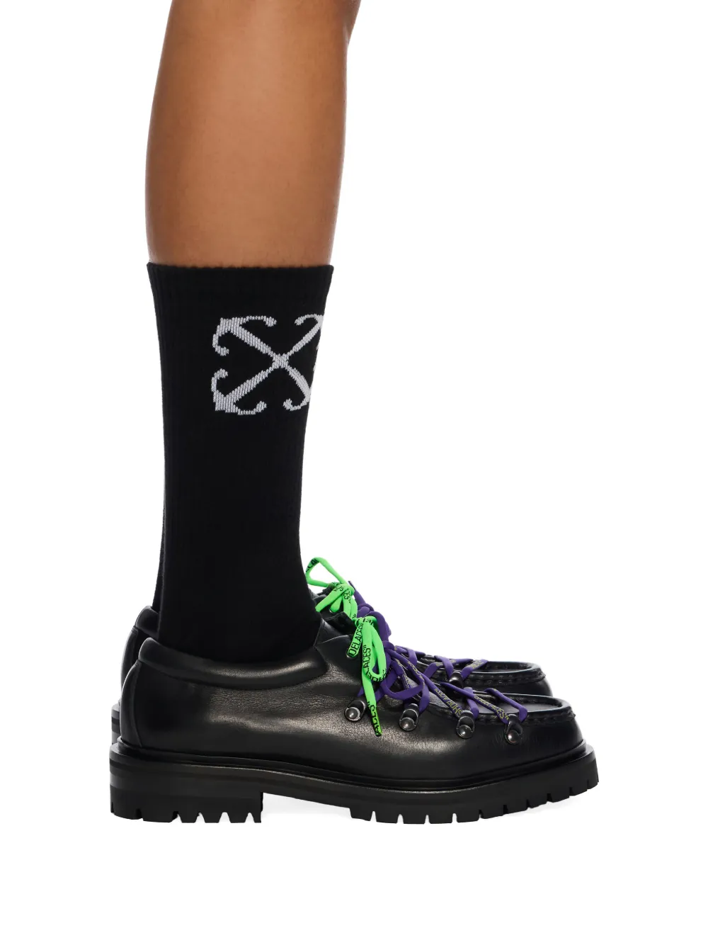 Классические кожаные лоферы на шнуровке Off-White, черный