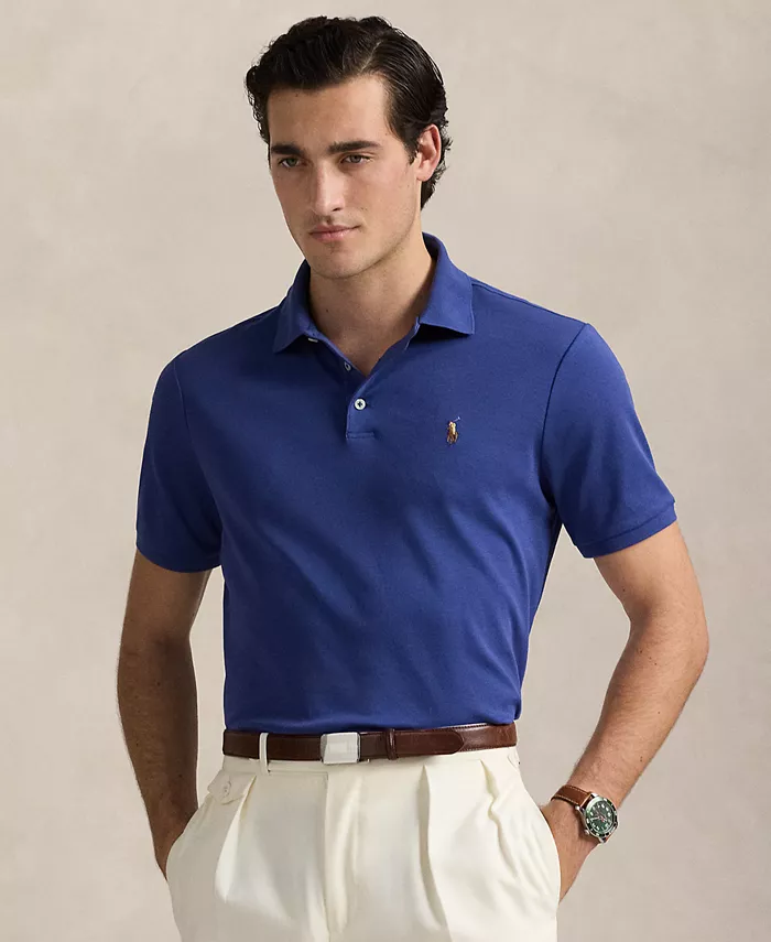 

Мужская поло из мягкого хлопка Custom Slim Fit Polo Ralph Lauren, синий