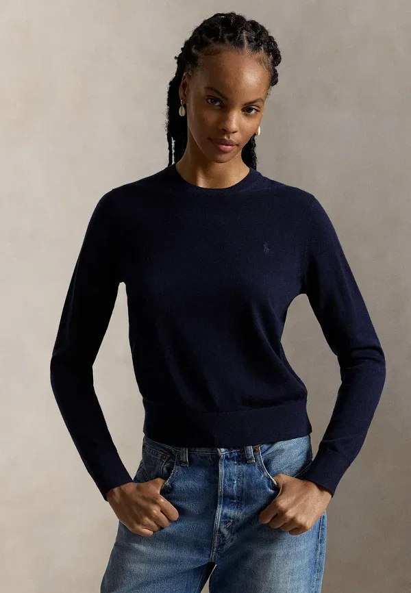 Свитер с круглым вырезом из мериносовой шерсти Polo Ralph Lauren, тёмно-синий