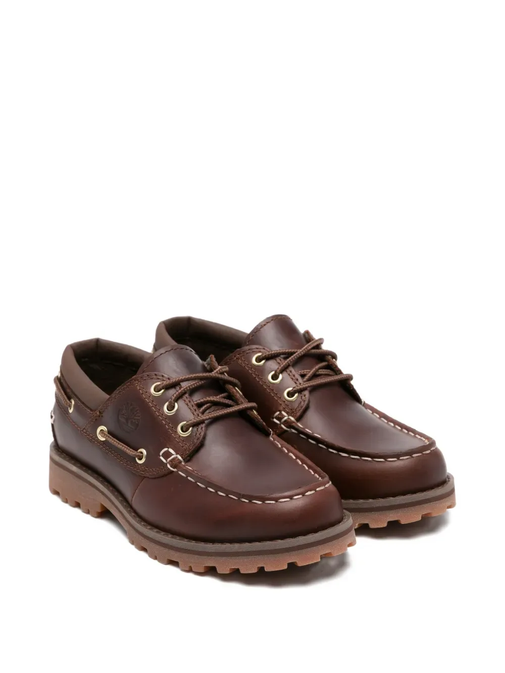 Кожаные лоферы на шнуровке с люверсами Timberland Kids, коричневый