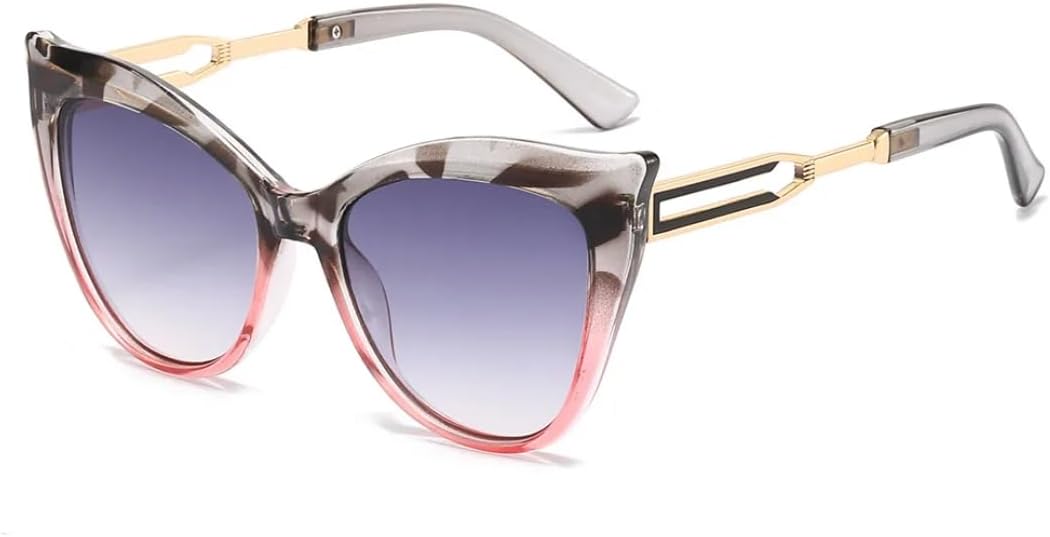 

Винтажные женские солнцезащитные очки «кошачий глаз» для женщин и мужчин, модные солнцезащитные очки большого размера с градиентным переходом цвета, защита от УФ-излучения UV400 SZVVBKK, Gray Pink Leopard