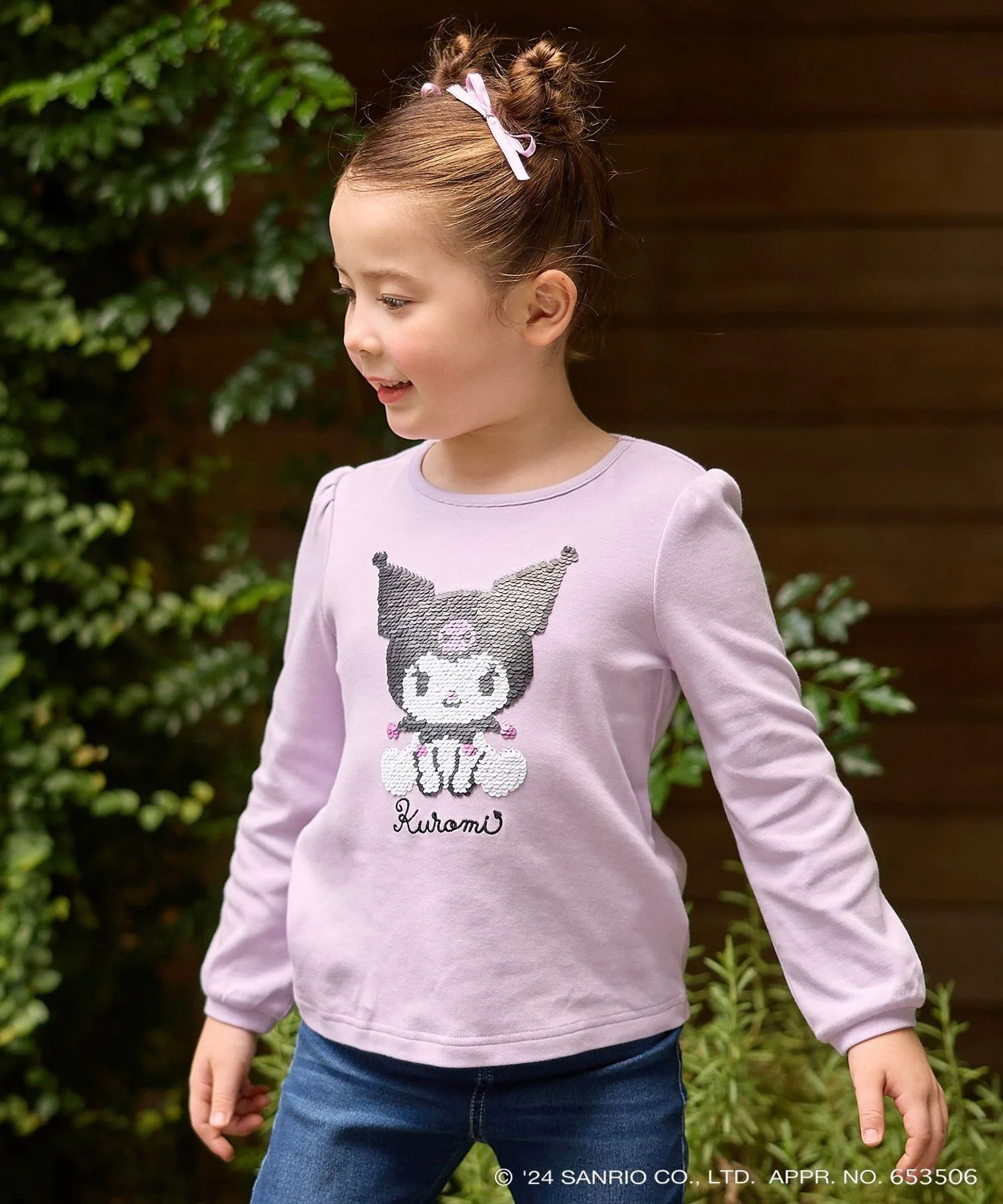 Футболка с длинными рукавами Miracle Sequin ANY KIDS, Lavender x Kuromi [082]