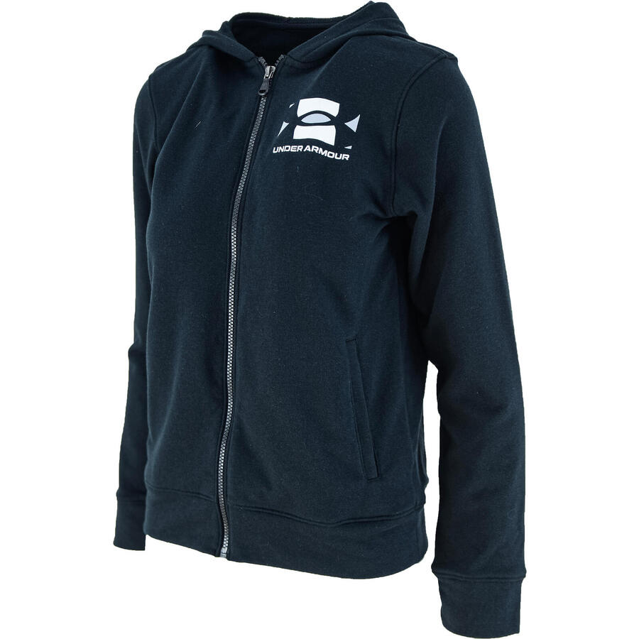Толстовка Under Armour Rival Terry Fz Hood, черная, детская — фото 3
