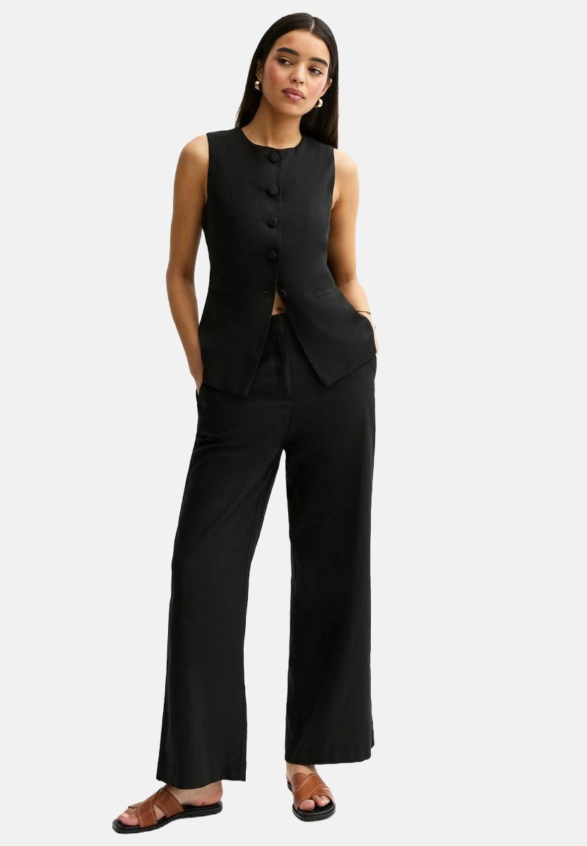 

Брюки LINEN BLEND WIDE LEG New Look, черный