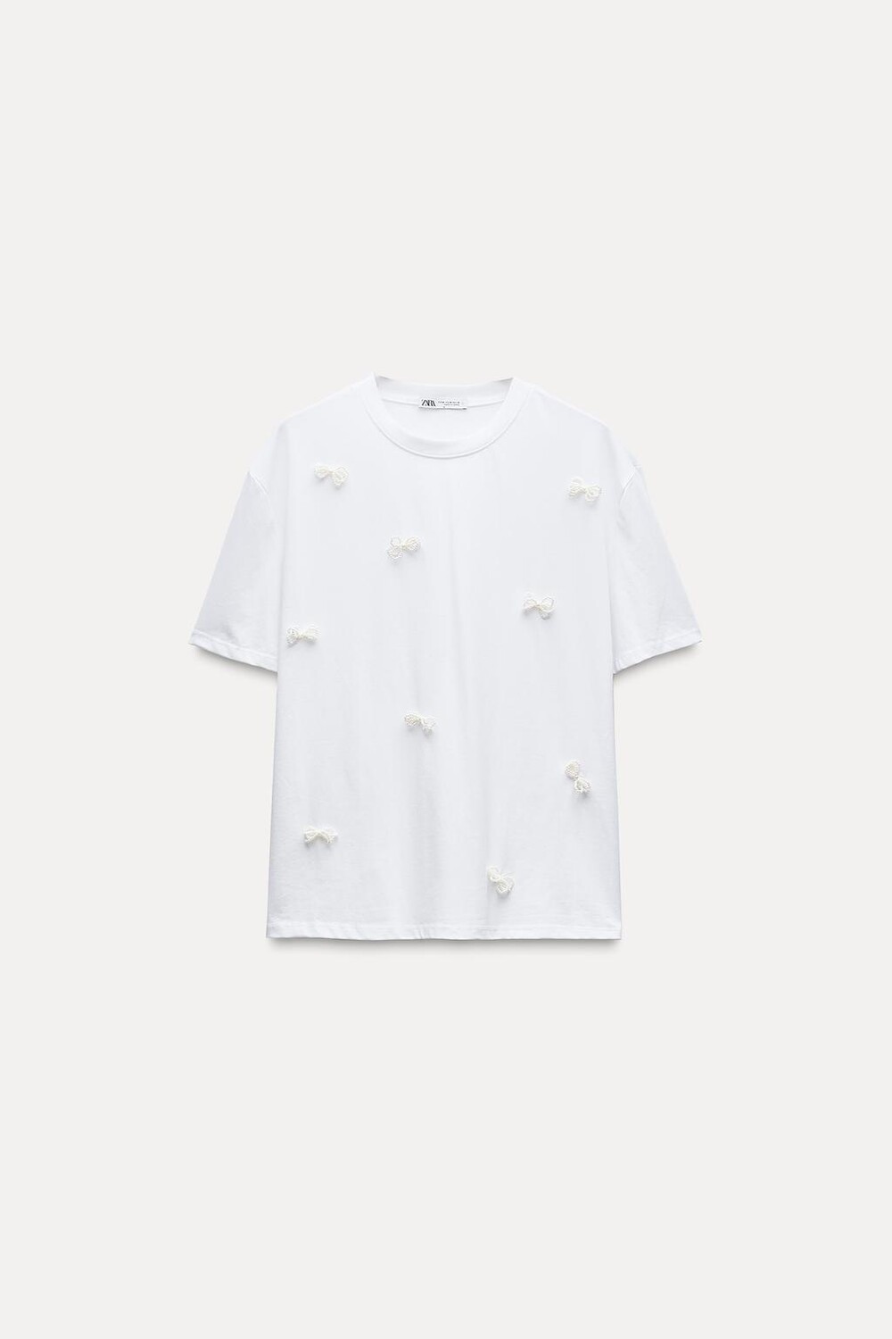 

Футболка с жемчужными бантами ZARA, белый