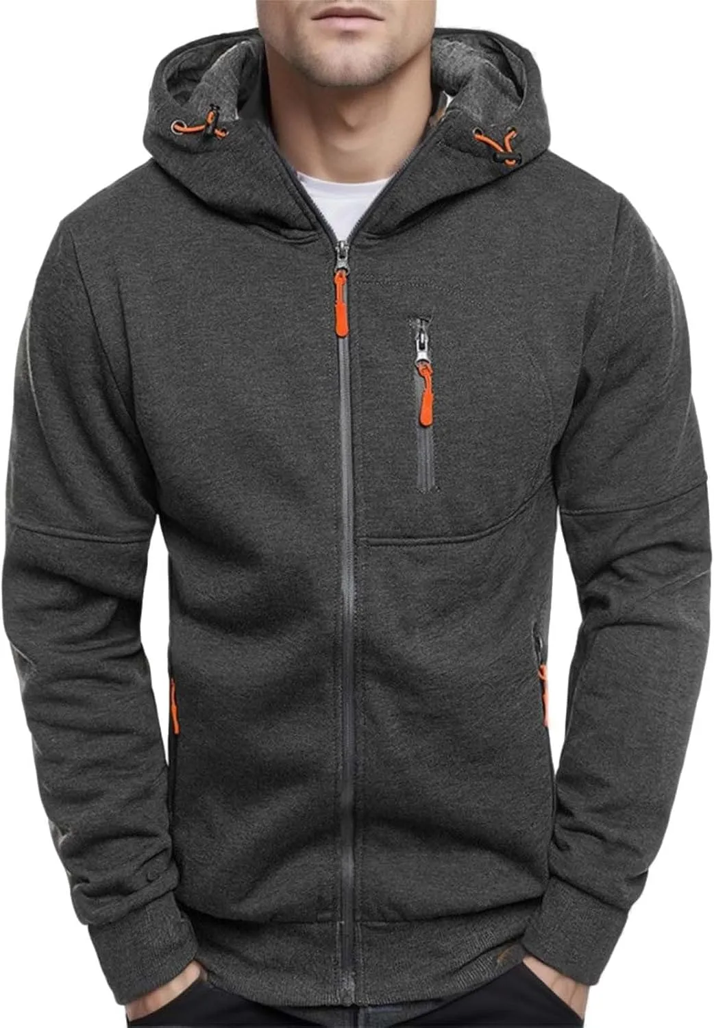 

Мужской худи зимнее теплое на молнии свободное