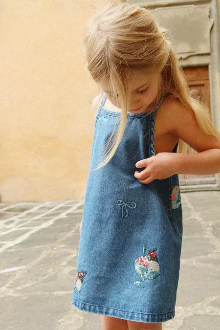 Платье джинсовое MAGOT SEQUIN STRAP DRESS Konges Sløjd, синий
