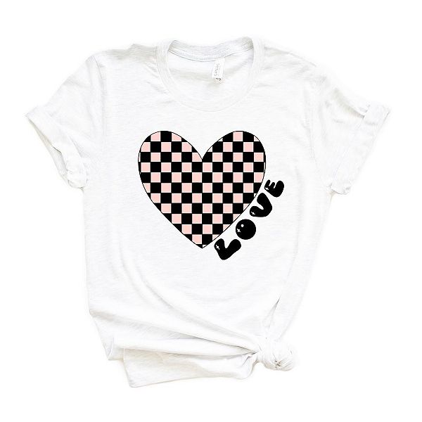 

Футболка с принтом в клетку и сердцем Simply Sage Market, White, Белый, Футболка с принтом в клетку и сердцем Simply Sage Market, White