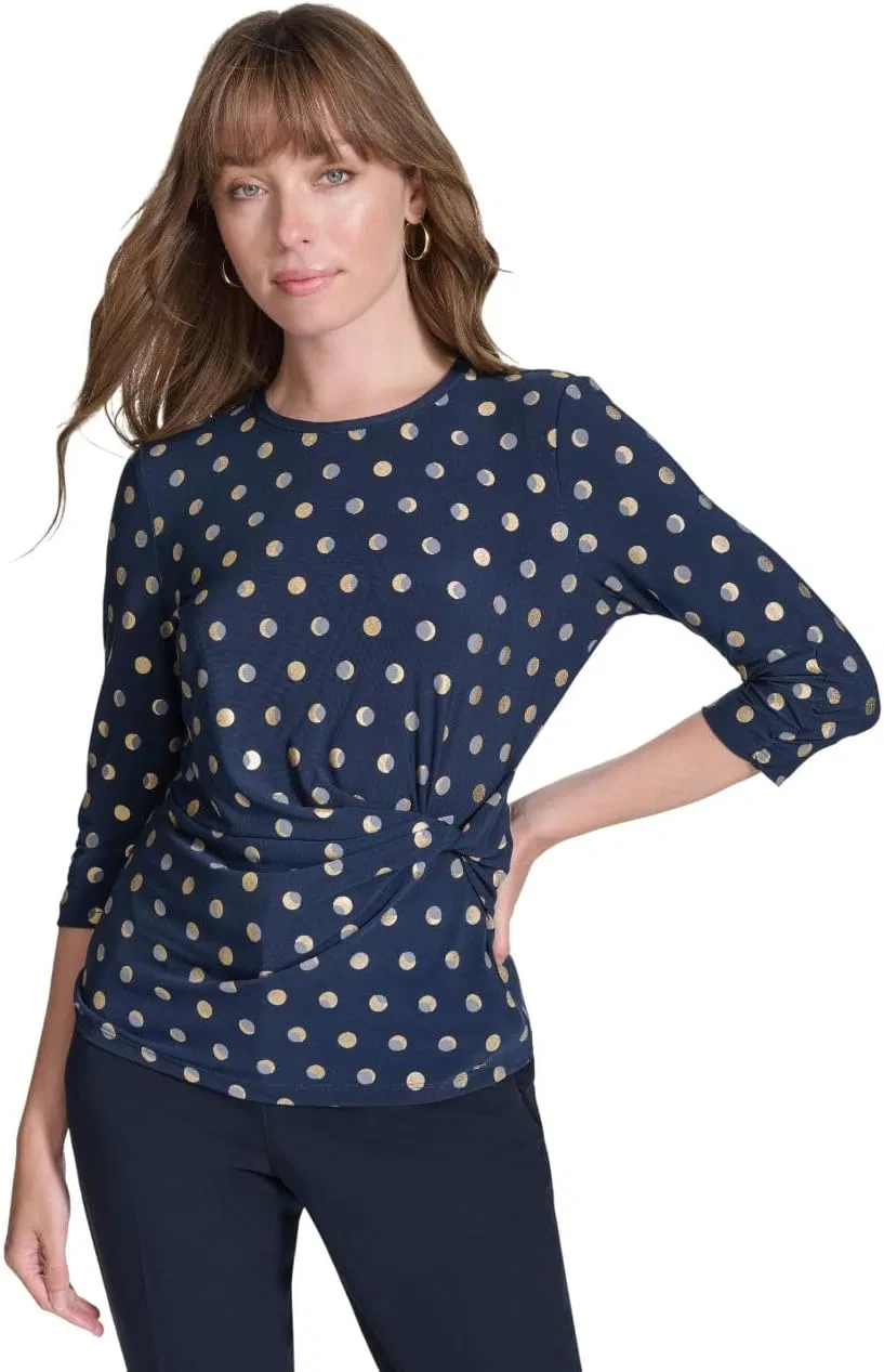 Блуза с узором в горошек Knit Twist Top Tommy Hilfiger, midnight multi