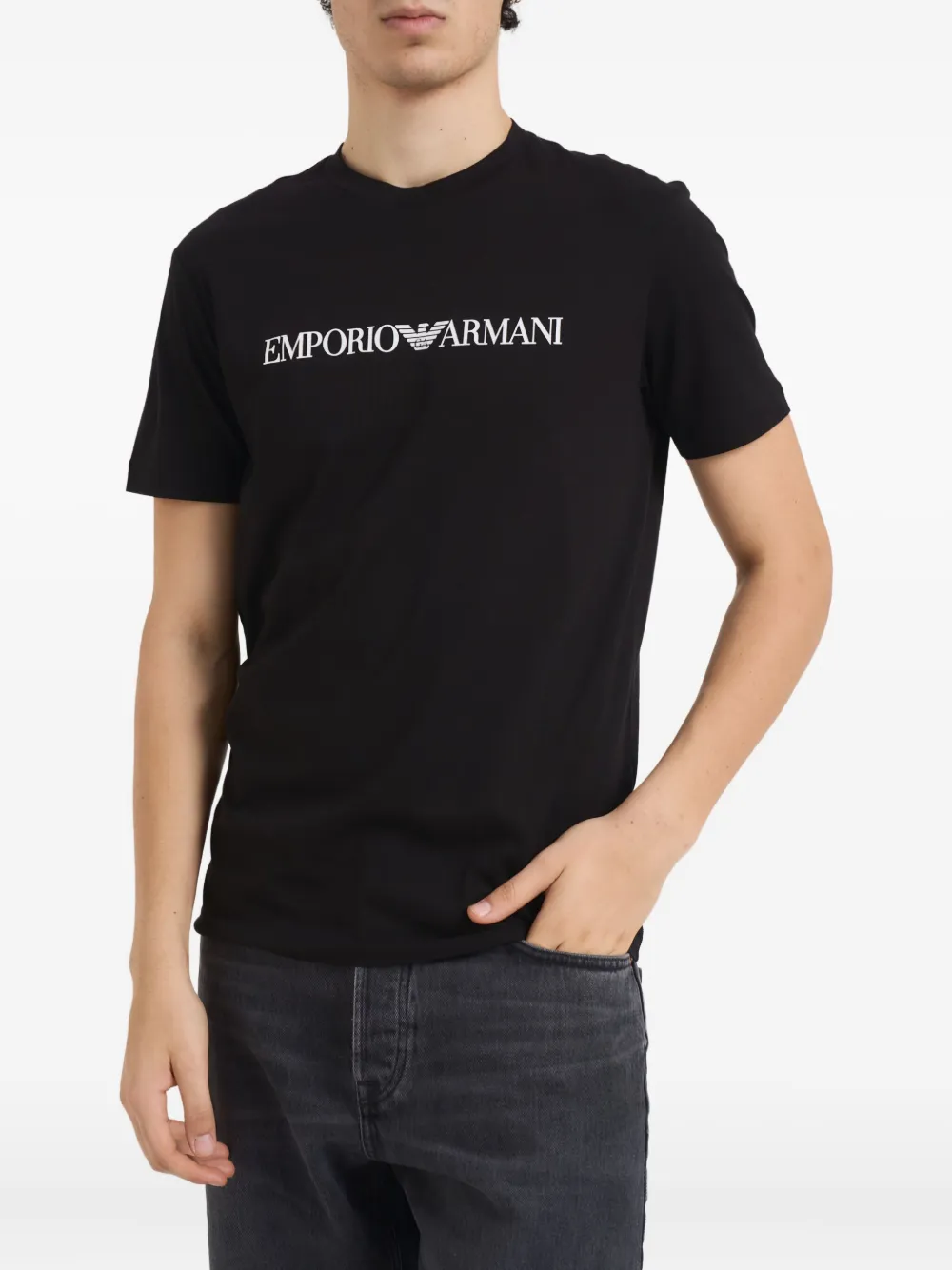 

Футболка с принтом логотипа Emporio Armani, черный