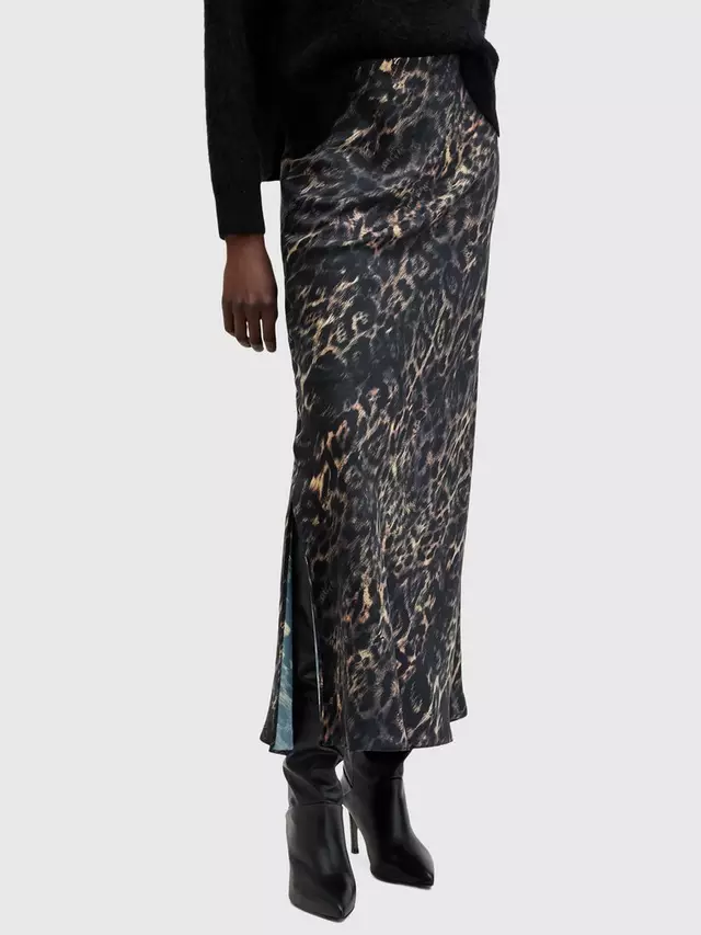 

Юбка AllSaints Bryony Leopard Print Maxi Slip, цвет jinx golden brown