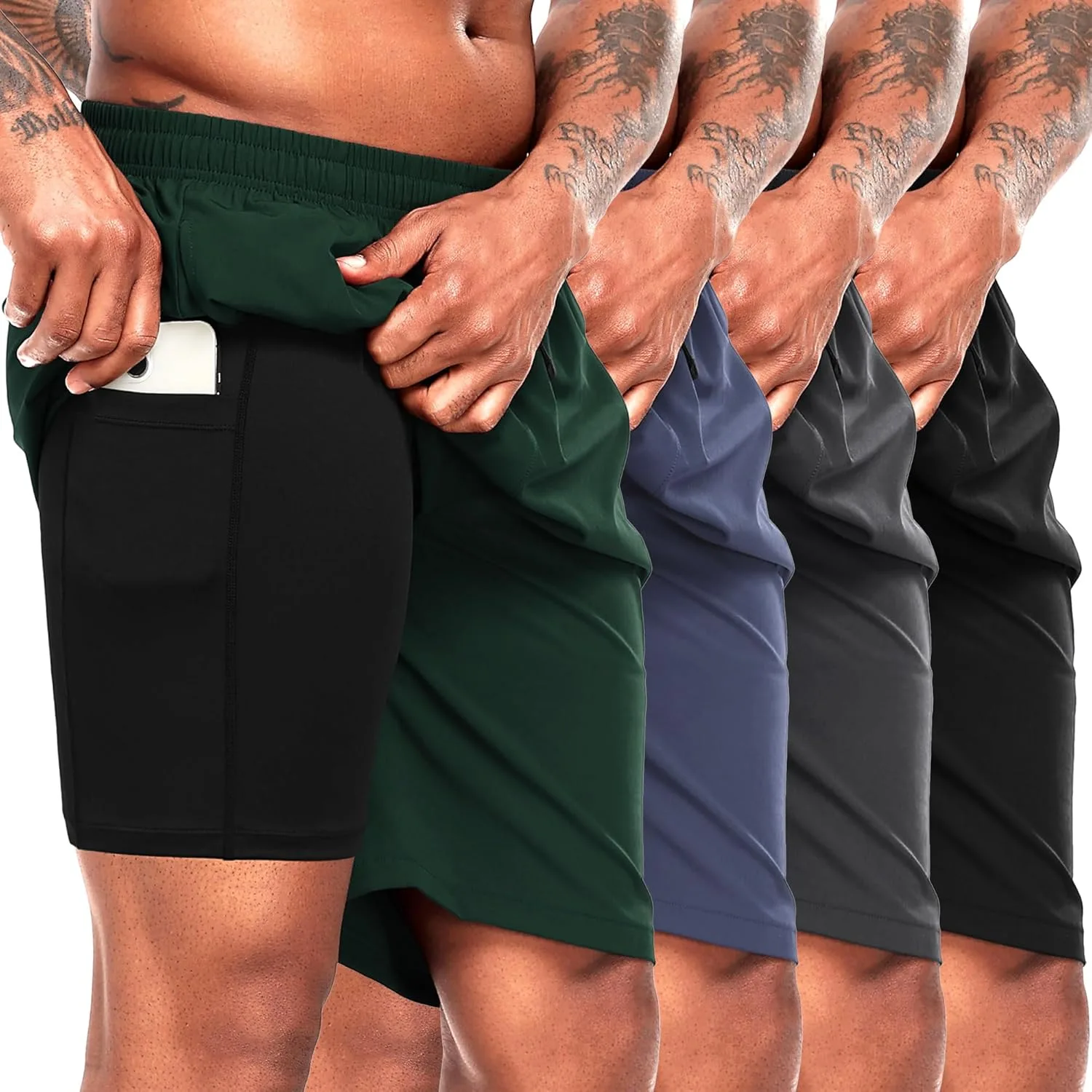 

NELEUS 2 in 1 мужские 9" Dry Fit атлетические бермуды для баскетбола, пляжа и повседневной носки