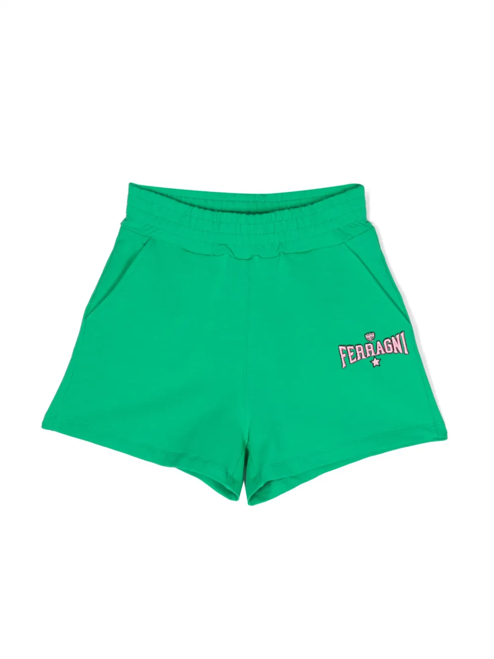 

Спортивные шорты с вышитым логотипом Chiara Ferragni Kids, зеленый