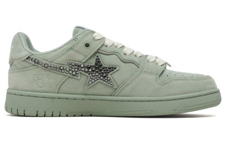 Кроссовки A BATHING APE SK8 Skateboarding Shoes Women's Low-top Green, зеленый — фото 2