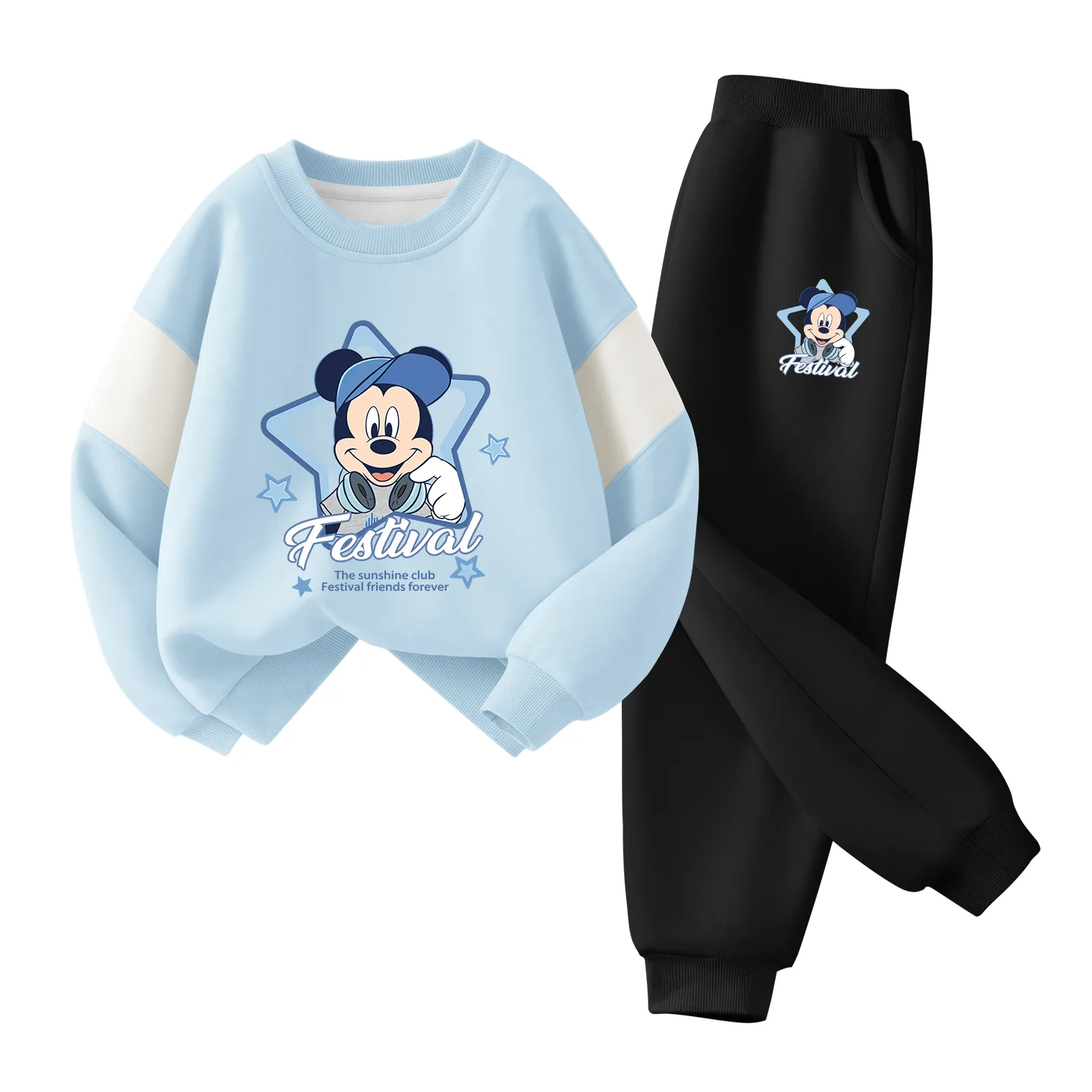 Детская повседневная спортивная футболка с круглым вырезом Disney, Cosmic Pudding Blue+Astronaut K Navy Blue — фото 3
