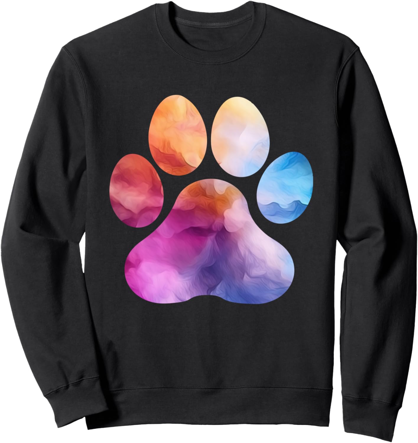 

Абстрактная картина в виде собачьей лапы, выполненная акварелью в радужных тонах - Толстовка с изображением собачьей лапы Gwxpod Dogs, черный