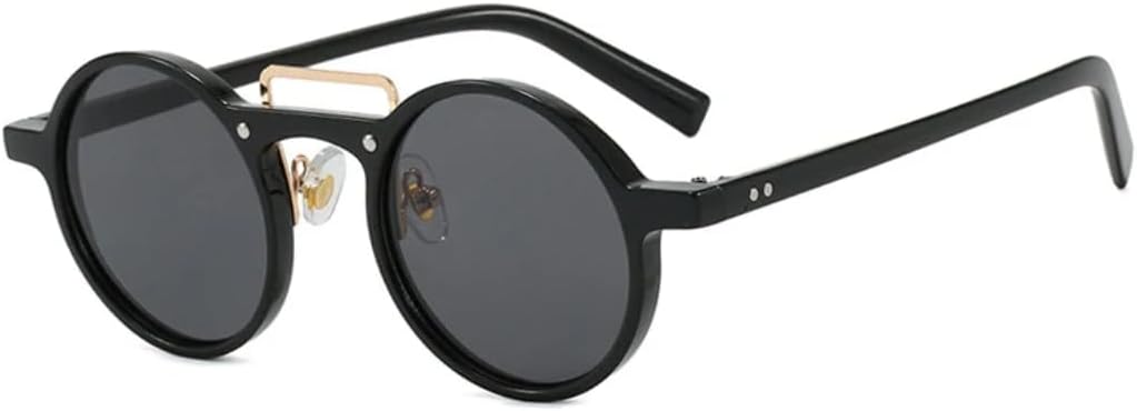 

Маленькие круглые солнцезащитные очки для женщин и мужчин, градиентная защита от УФ-излучения UV400, ретро-стиль, заклепки, панк, прозрачная оправа TVTBBVV, Black Grey