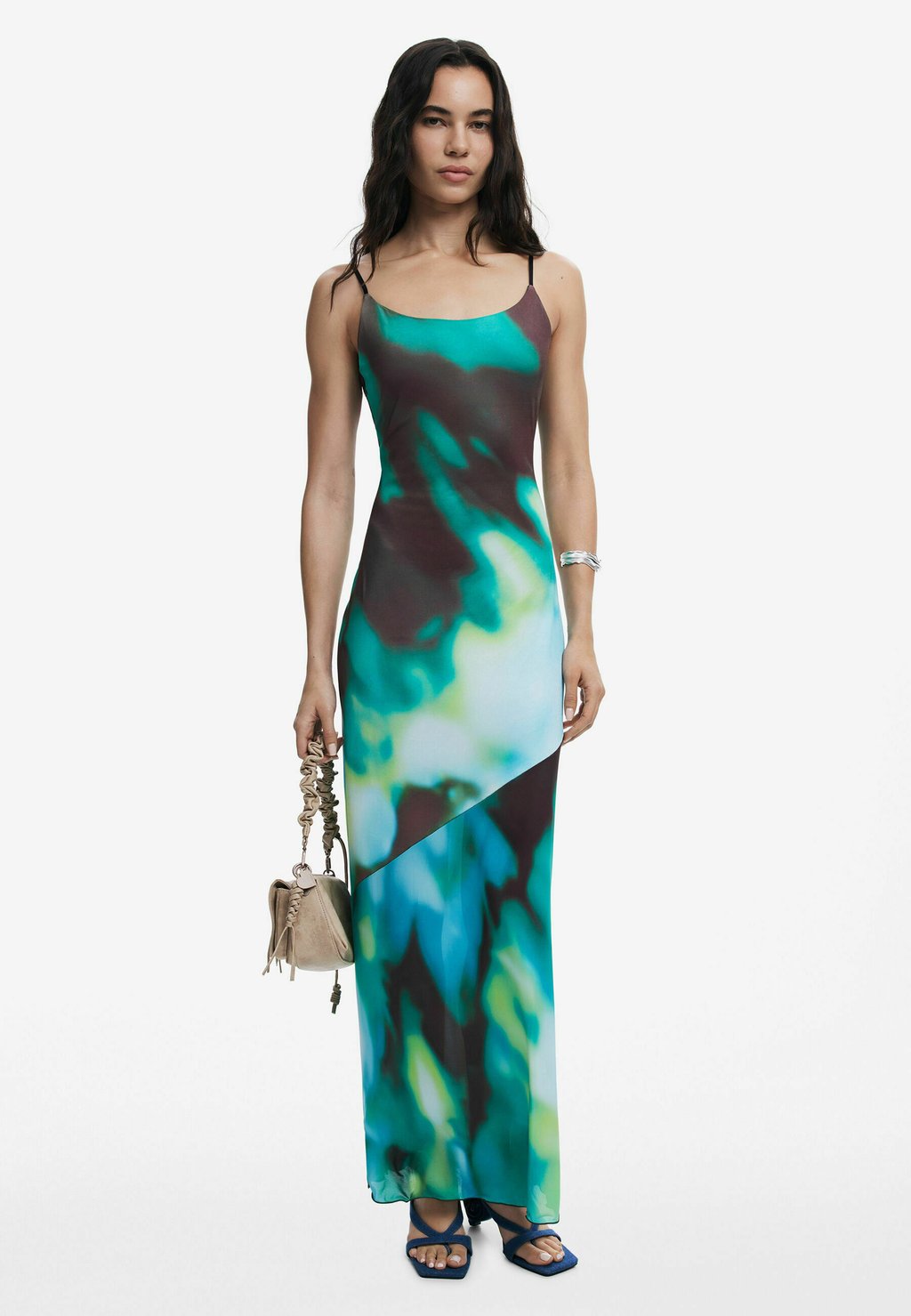 

Платье макси TIE-DYE SPAGHETTI STRAP Desigual, зеленый