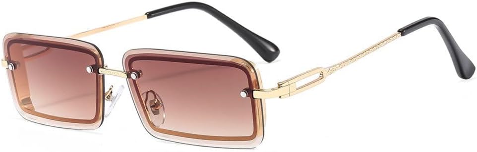 

Винтажные модные солнцезащитные очки без оправы, прямоугольной формы, с градиентным переходом цвета, защитой от УФ-излучения UV400, для летних путешествий, для женщин TYUVIVO, C3