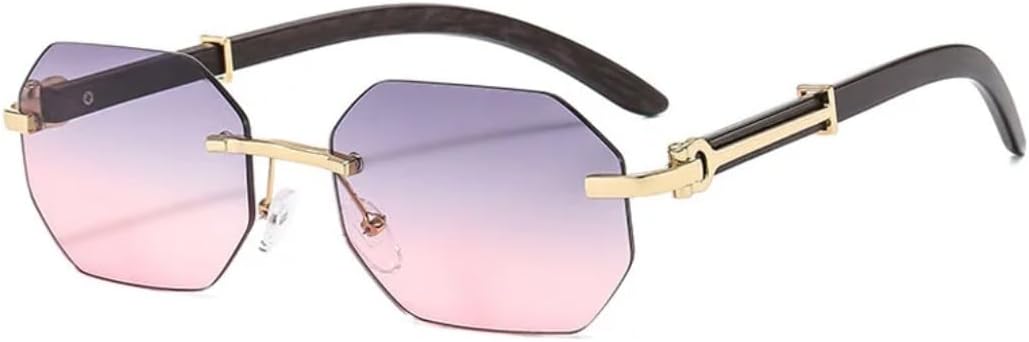 

Винтажные металлические круглые солнцезащитные очки без оправы с градиентным затемнением, защита от УФ-излучения UV400, модные солнцезащитные очки для женщин и мужчин TVTBBVV, Gold-graypink