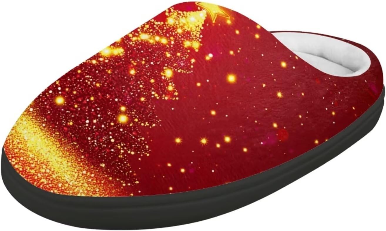 

POLERO Милые тапочки для детей, девочек, зимние теплые домашние тапочки, детские тапочки для мальчиков, Xmas Tree Star
