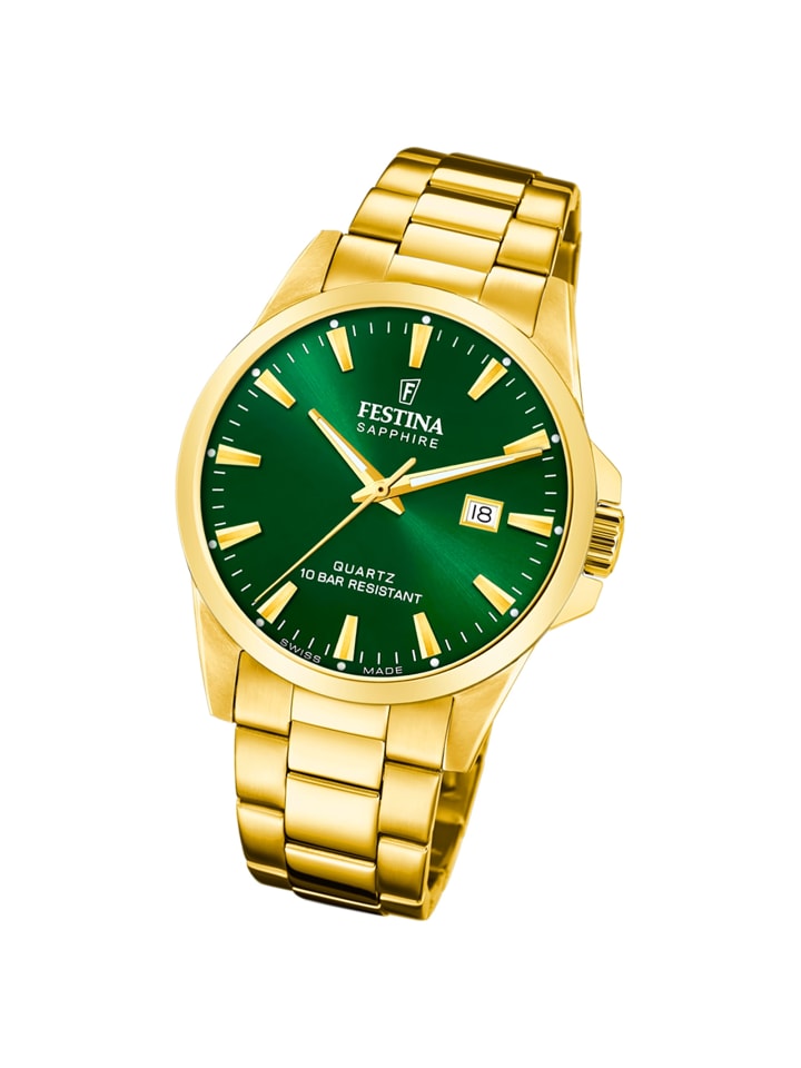 

Аналоговые наручные часы Festina Swiss Made из золота, большие (примерно 41 мм)