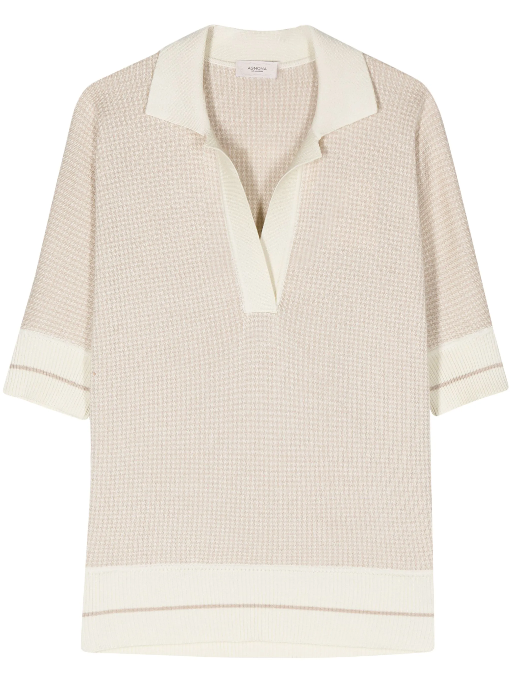 

Рубашка поло в ломаную клетку Agnona, кремовый