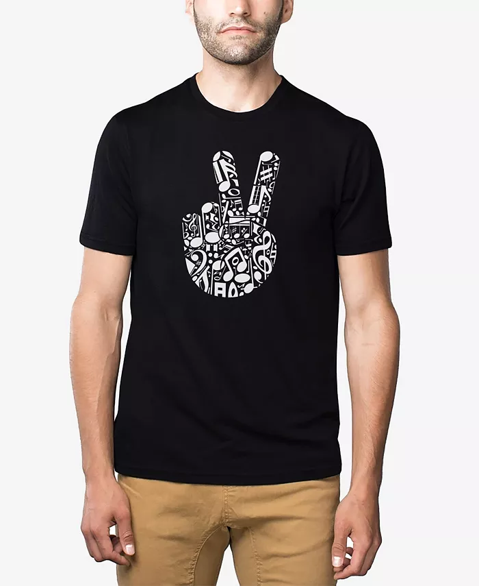 

Мужская футболка Premium Blend с принтом "Peace Finger Notes Word Art" LA Pop Art, черный