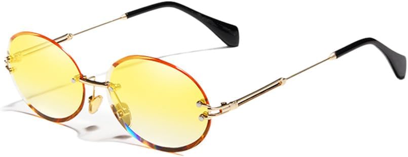 

Солнцезащитные очки UV400 для мужчин и женщин | Безободковая оправа из сплава | Линзы ярких цветов для вождения и занятий спортом на открытом воздухе generic, Yellow Gradient