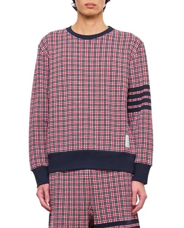 

Толстовка с круглым вырезом из хлопка с узором 4 полоски Thom Browne, розовый