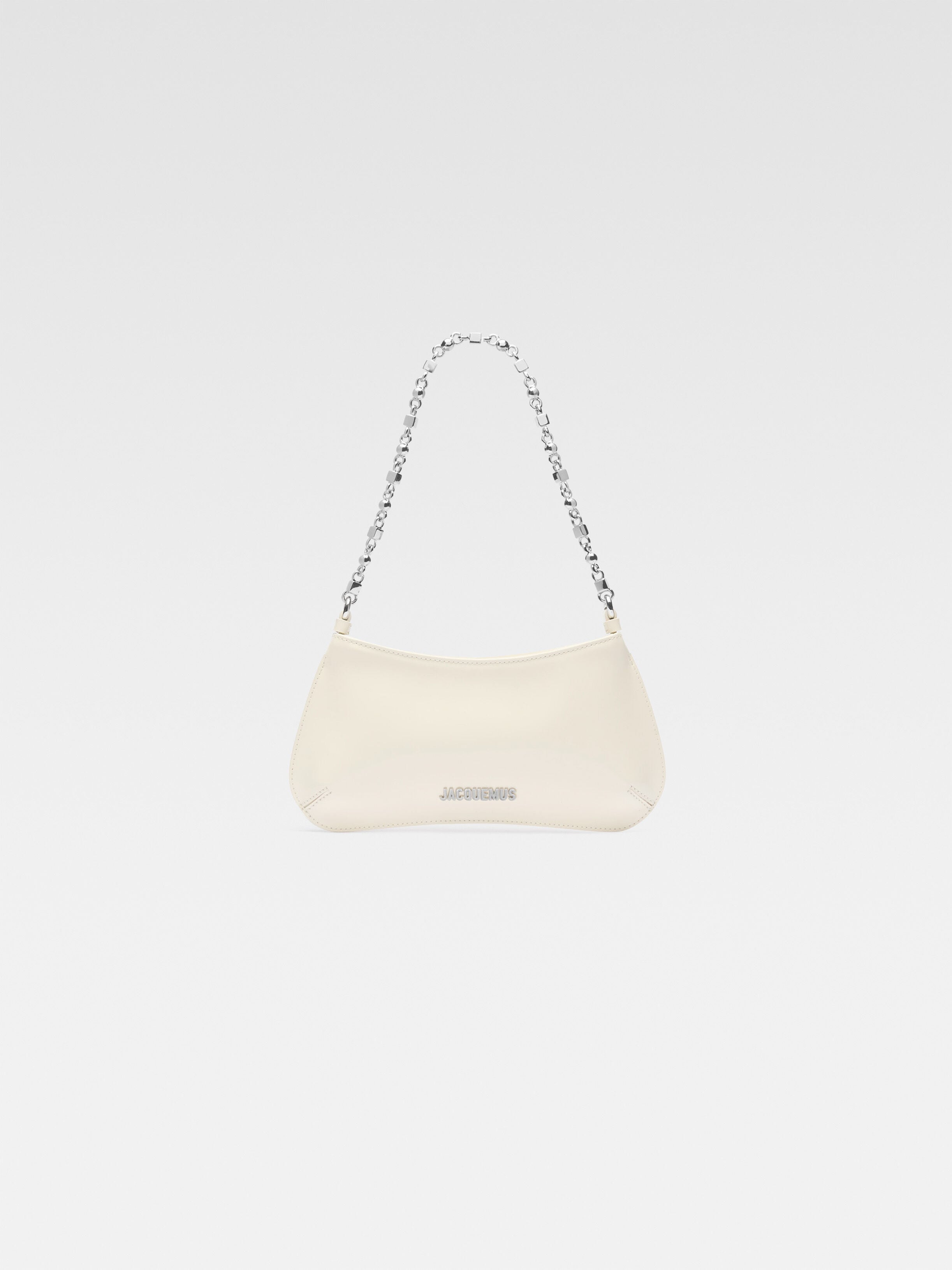 

Маленькая сумка через плечо JACQUEMUS The small Bisou Chaine, светлый слоновая кость