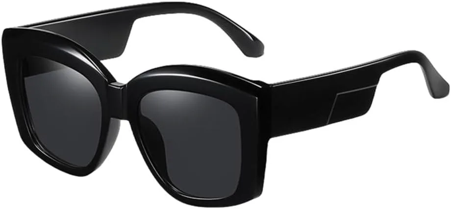 

Женские солнцезащитные очки 2027 года в стиле ретро с эффектом утепления, большие винтажные овальные солнцезащитные очки с защитой от УФ-излучения UV400 MTZJH, Black