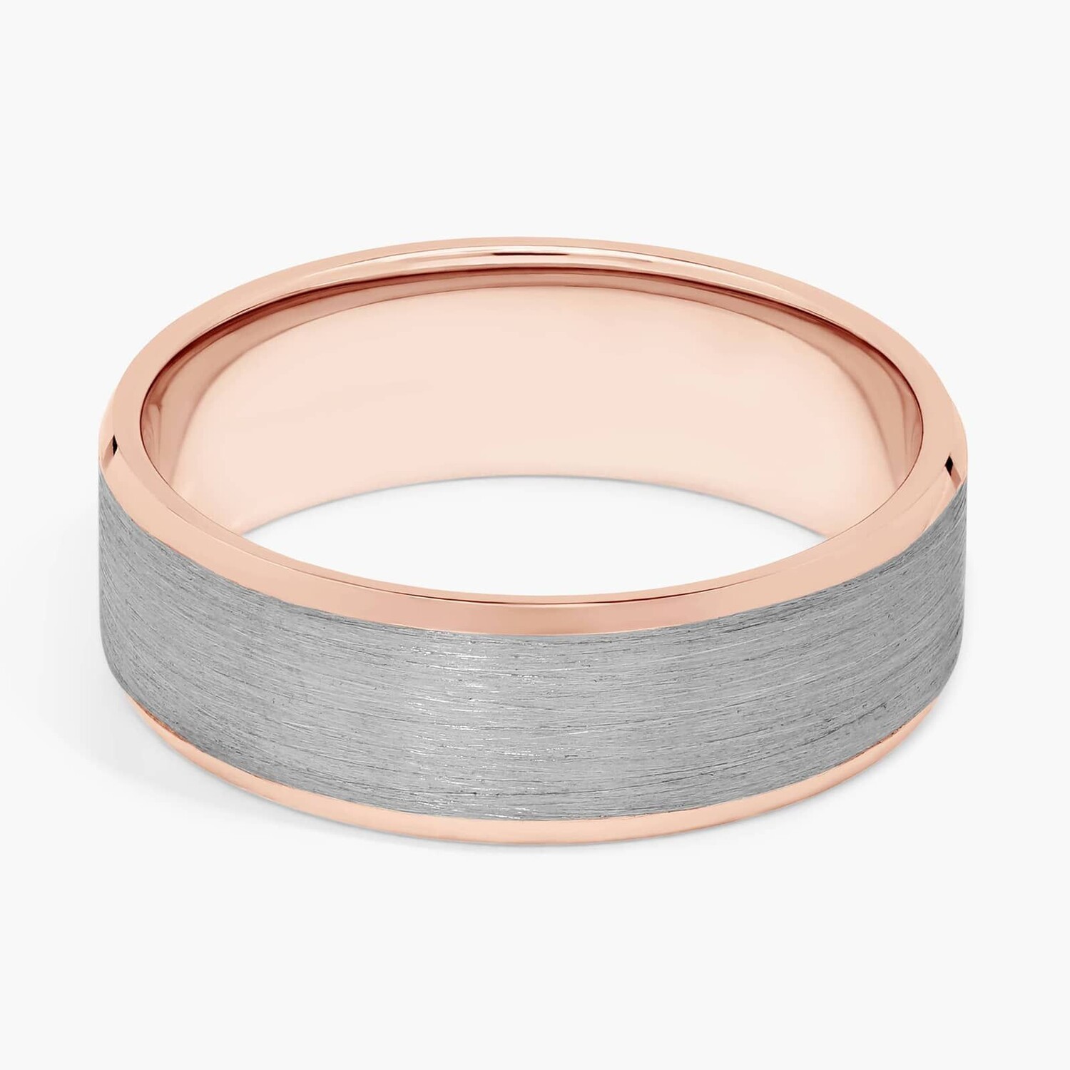 

Обручальное кольцо с матовой фаской из 14-каратного белого и розового золота (7 мм) Blue Nile