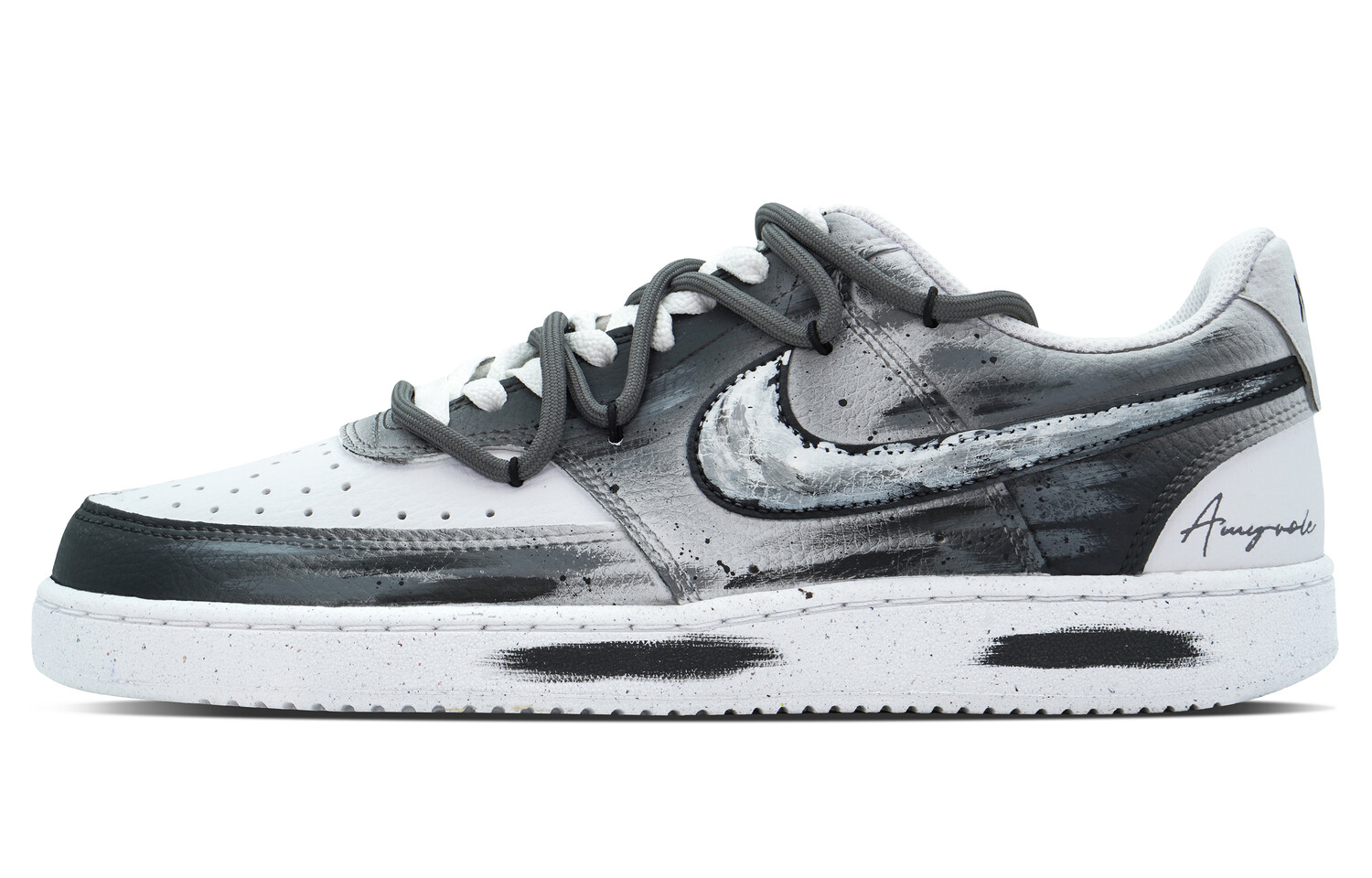 

Кроссовки Nike Court Vision 1 Skateboard Shoes Men Low-Top Black White Gray, Черный, Кроссовки Nike Court Vision 1 Skateboard Shoes Men Low-Top Black White Gray