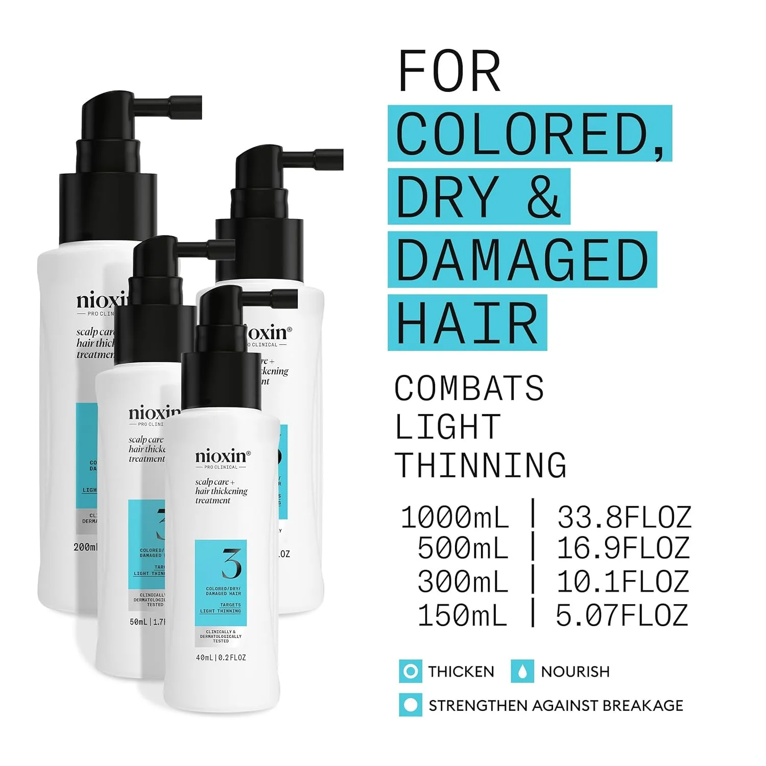 Nioxin System 3 Scalp Care + Hair Thickening Leave-In Treatment для окрашенных, сухих и поврежденных волос с легким истончением, укрепляет и питает с ниацинамидом и биотином 201 мл (1 шт.) — фото 3