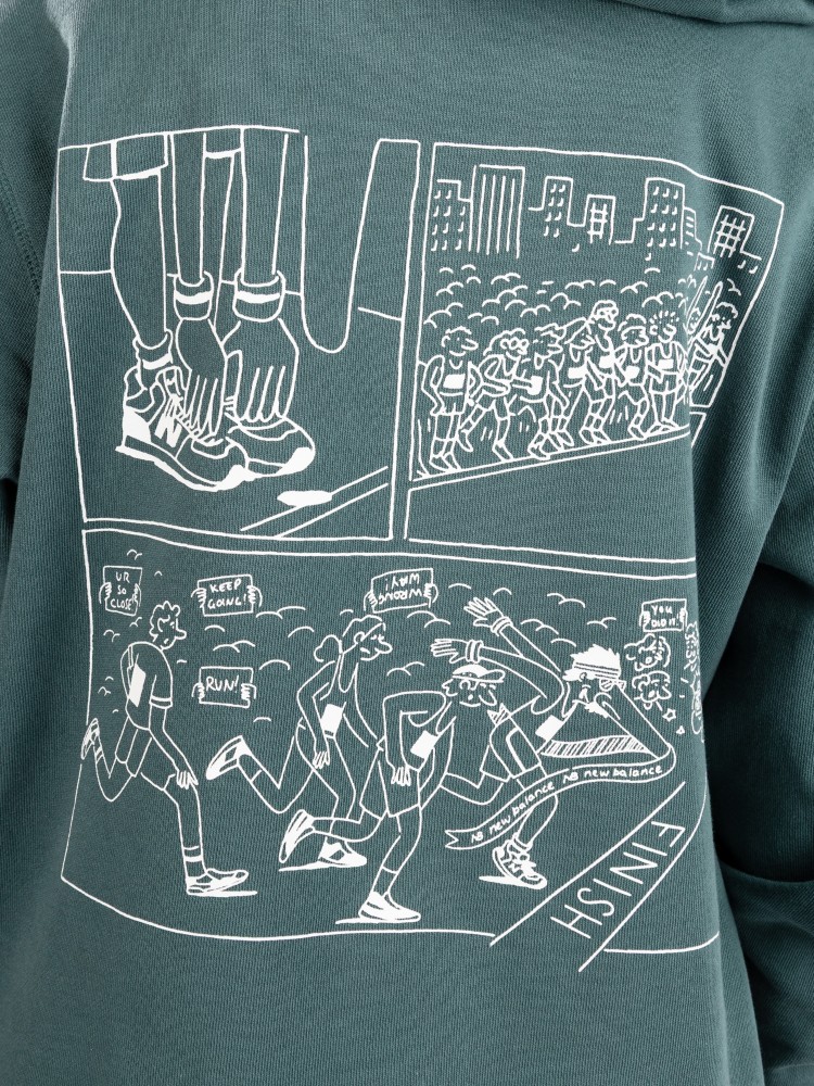 Толстовка New Balance Athletics Runners Arent Nrml Graphic FT Kids Hoodie, new spruce — фото 3