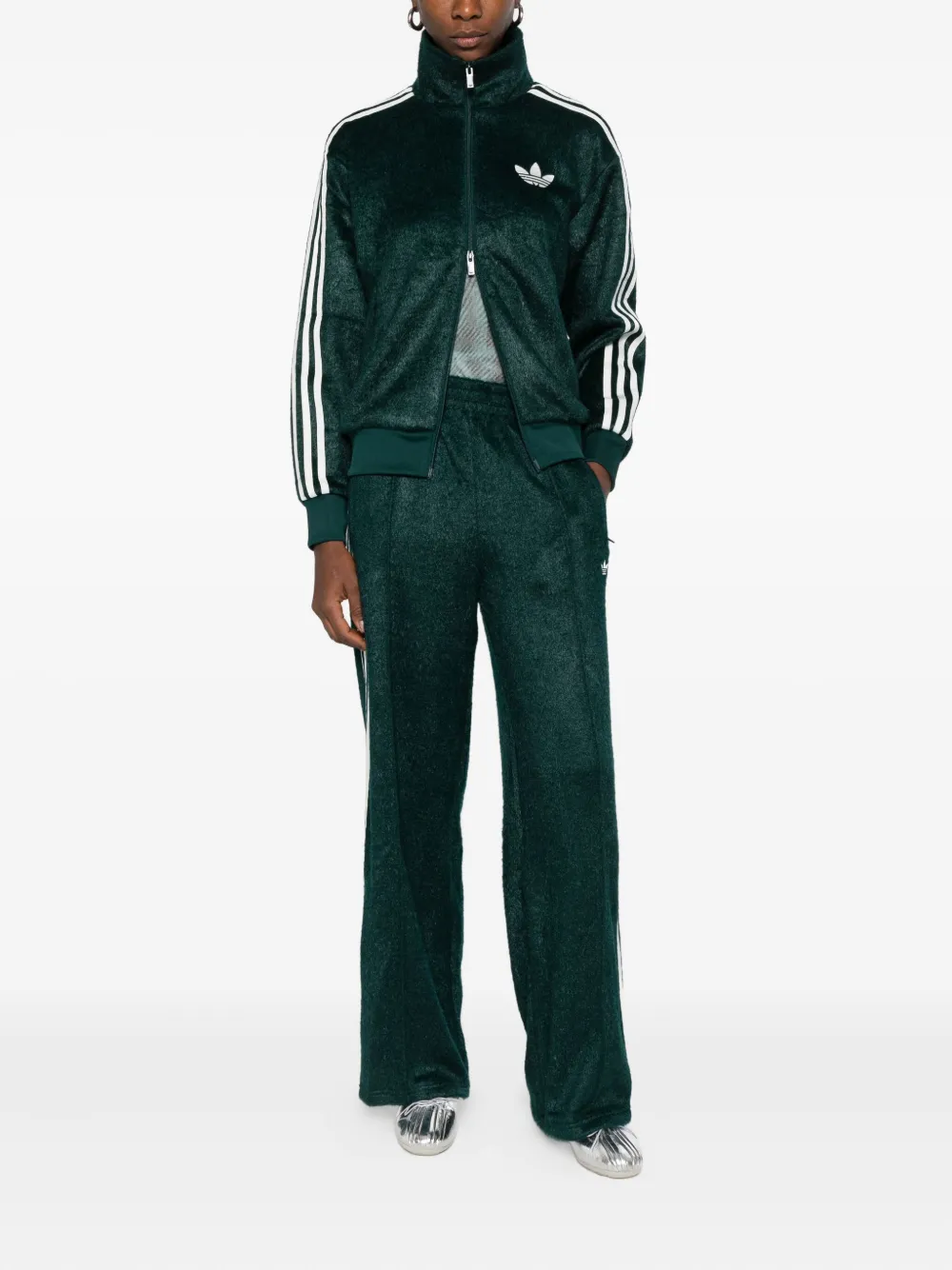 Спортивные брюки с логотипом и лампасами Adidas, зеленый — фото 2