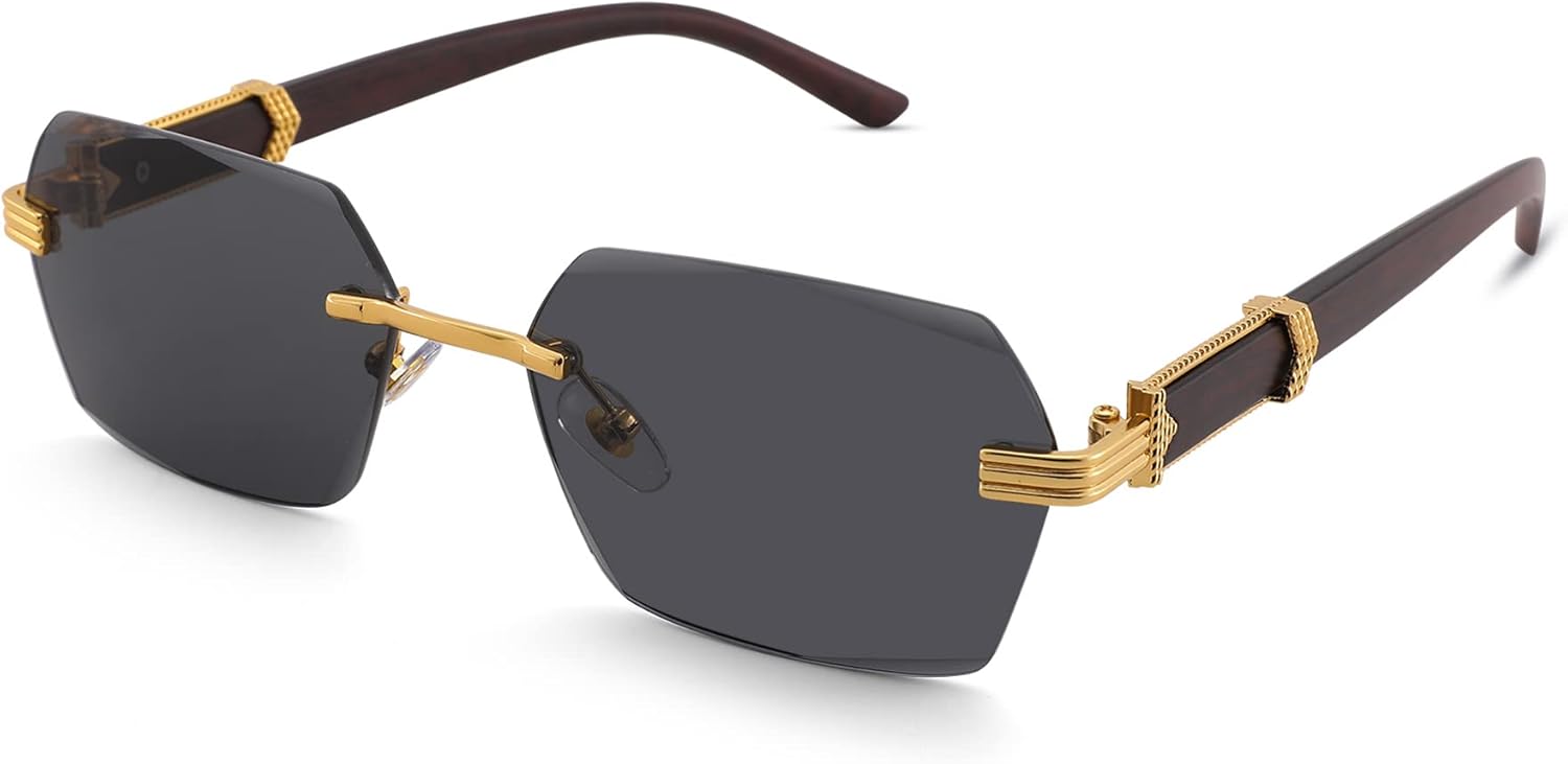 

Солнцезащитные очки Hycredi без оправы, прямоугольные, для мужчин и женщин, в стиле ретро, ​​без оправы, квадратные, солнцезащитные очки в стиле Y2k, тонированные очки, C3 * Gray